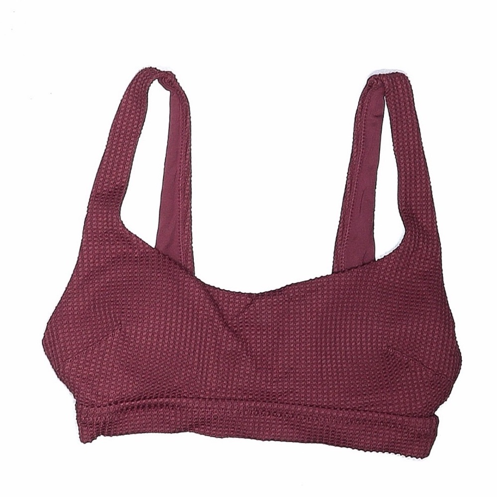 aerie XS Scoop Neck Top Bikini Top in Berry